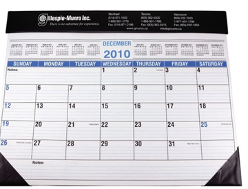 Full Size 12 Month Desk Planner Calendar With Black Vinyl Trim - 22" W x 17" H